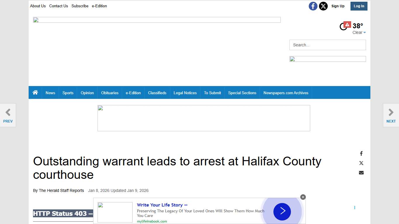 Outstanding warrant leads to arrest at Halifax County courthouse | Local News | rrdailyherald.com