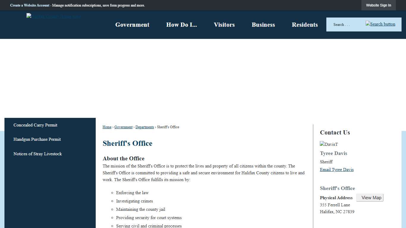 Sheriff's Office | Halifax County, NC