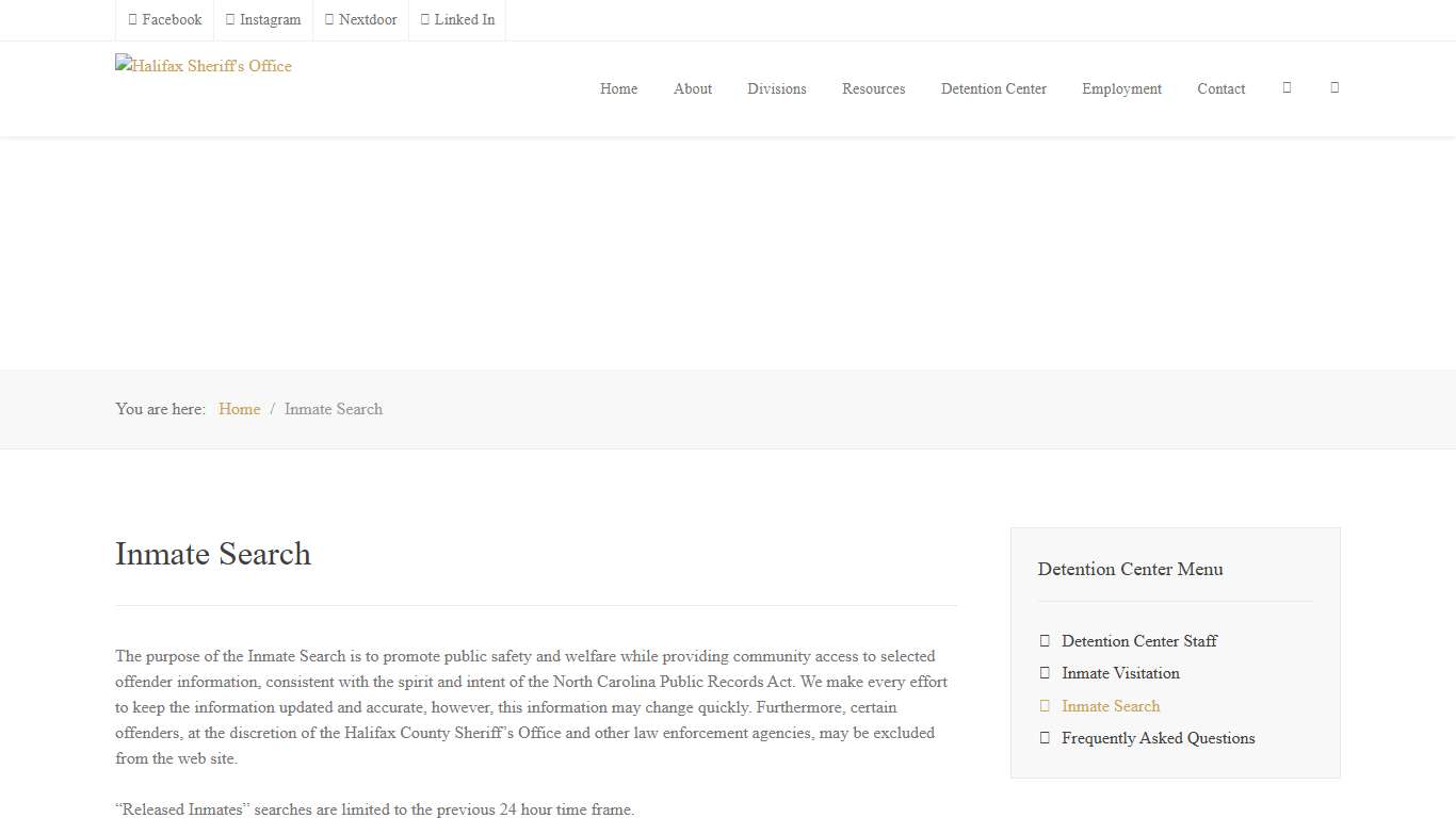 Inmate Search - Halifax County NC Sheriff's Office